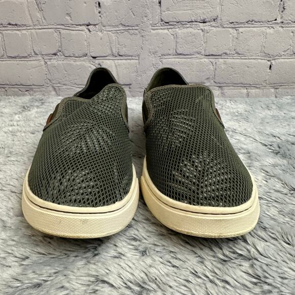OluKai Pehuea Sage Green Palm Leaves Mesh Slip On Loafers Size 7.5 Casual Shoes - Picture 5 of 9